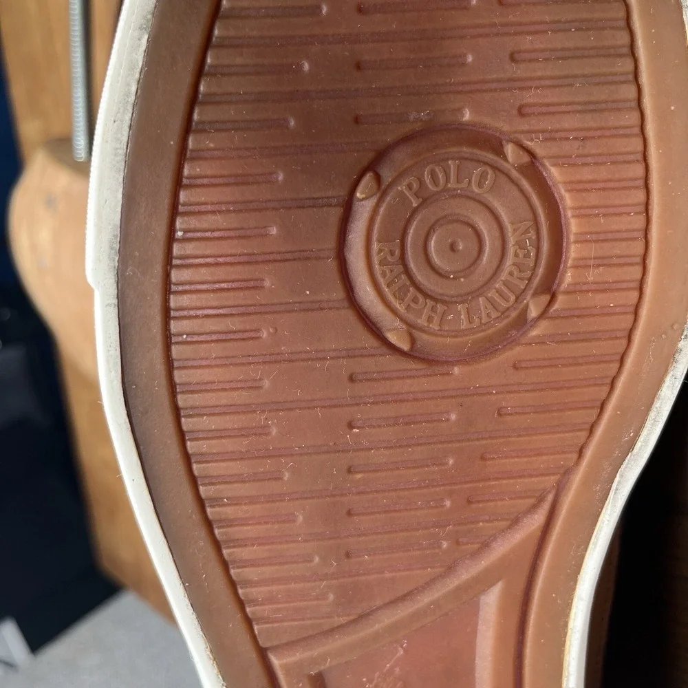 Polo Ralpth Lauren Parkstone Low Shoes Women's 10.5 D Blue Brown Leather Canvas - Picture 13 of 13